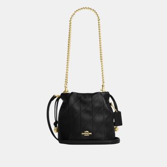 Coach Womens Faye Mini Drawstring Bag With Quilting - Black Leather - One Size