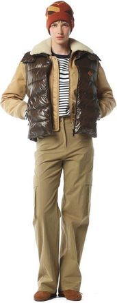 MCM Puffer Down Vest w/ Detachable Hood in Recycled Nylon in Brown at Nordstrom, Size Medium Eu