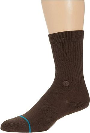 Stance Icon Crew Cut Socks Shoes Brown : MD (US Mens Shoe 6-8.5 - Womens Shoe 8-10.5), Polyester/Nylon/Cotton