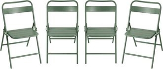 Sweeek Set of 4 folding steel garden chairs Green 44.3x49x79.7 cm - Amelia