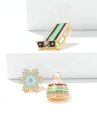 Talbots Winter Flurry Pin Set - Multi/Gold - 001 Talbots