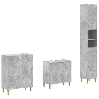 vidaXL Juego De Armarios De Ba&ntilde;o De 3 Piezas Delft Gris Hormig&oacute;n Vidaxl