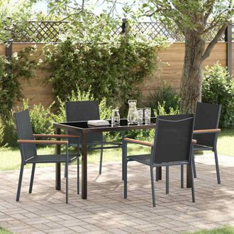vidaXL Vidaxl - Conjunto De Comedor De Jard&iacute;n 5 Pcs Negro Textileno Y Acero