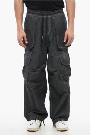 A Paper Kid Faded Effect Nylon Cargo Pants with Elastic Waistband size S