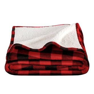Bare Home Reversible Plush Fleece Blanket in Buffalo Plaid - Red/black at Nordstrom, Size Twin