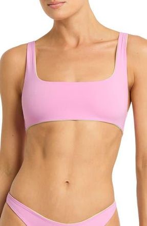 Bond-Eye Quinn Reversible Crop Bikini Top in Lime/Orchid at Nordstrom Rack, Size X-Small/small