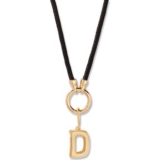 Brook & York Kai Initial Charm Necklace in Gold/Black D at Nordstrom