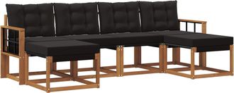 vidaXL Conjunto De Sof&aacute;s De Exterior 6 Uds. Natural Y Negro Vidaxl