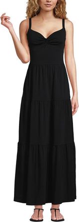 Lands End Cotton Modal Twist Front Tiered Maxi Dress in Black at Nordstrom, Size X-Small