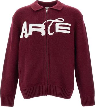 Arte Stencil Zip Cardigan - - Knitwear - Uomo - Rosso - S