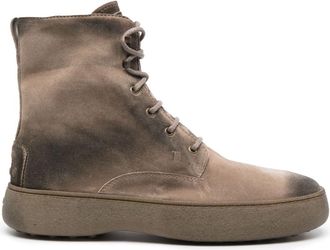Tod's Gommino suede boots - men - Calf Suede/Calf Leather/Rubber - 7.5 - Neutrals