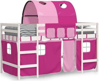 vidaXL Cama alta para niños con túnel madera pino rosa 90x200 cm Vidaxl