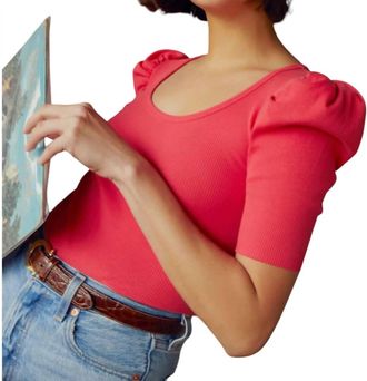 Nation Ltd Pixie Scoop Neck Tee In Red