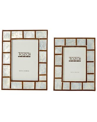Tozai Home Home Set Of 2 Hand Inlaid Bamboo/Capiz Shell Photo Frames