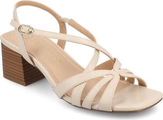 Journee Collection Shyla Block Heel Sandal in Bone at Nordstrom Rack, Size 6.5