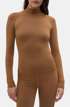 Halfdays Clare Mock Neck Base Layer Top in Nuthatch at Nordstrom Rack, Size X-Small