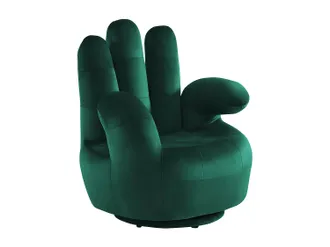 Vente-Unique Poltrona A Forma Di Mano Girevole In Velluto Verde Scuro - Catchy