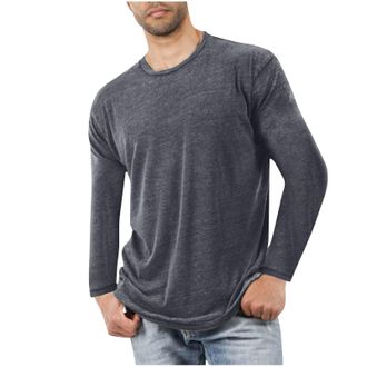 Generic Long Sleeve Tops Men Breathable Lightweight Crew Neck Base Layer Quick Dry Gym Sports Training T Shirts Plain Casual Slim Fit Running Top Soft Comfort