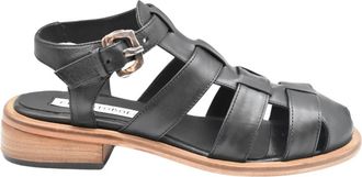 Ernesto Dolani Flat Sandalen - Dames - Sandalen - Zwart - 38 EU - Leer - Schoenen
