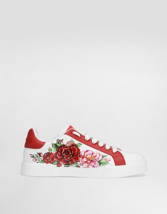 Dolce & Gabbana Calfskin Portofino Sneakers - Woman Sneakers Print 37.5