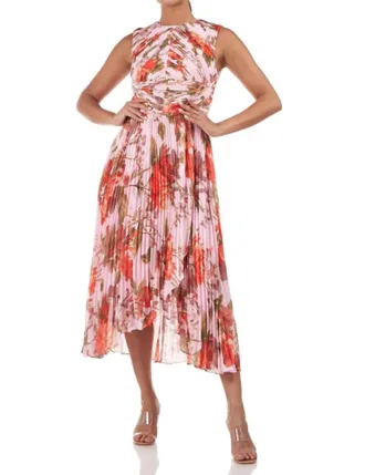 Kay Unger Bea Midi Dress In Pink