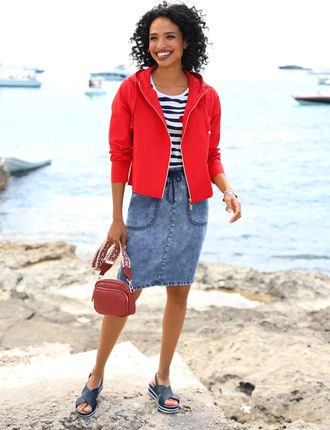 Heine Langjacke HEINE, Damen, Gr. 34, rot, 64% Baumwolle, 36% Polyamid, unifarben, Jacken Langjacke