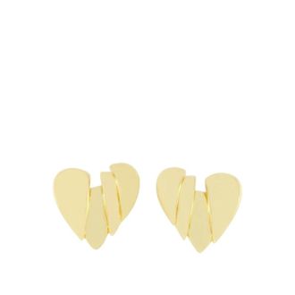 Amina Muaddi Earrings, female, Yellow, ONE SIZE, Gold Heartbreaker Heart Earrings