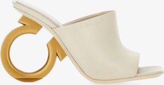 Ferragamo Elina 105 Gancini-Heel Mules, Size 8.5 C