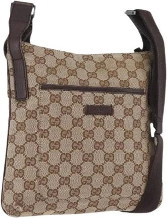Gucci Pre-owned Cross Body Bags, female, Beige, Size: ONE SIZE Pre-owned Vintage GG Canvas Shoulder Bag
