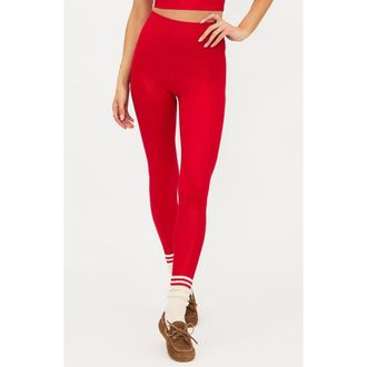 Beach Riot Piper Leggings in Red Shine Waffle at Nordstrom, Size X-Small