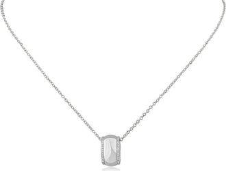 Kenneth Jay Lane Pav&eacute; Cubic Zirconia Ring Pendant Necklace in Rhodium Plated at Nordstrom