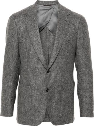 Canali textured single-breasted blazer - men - Polyester/Wool/Cupro - 54 - Grey