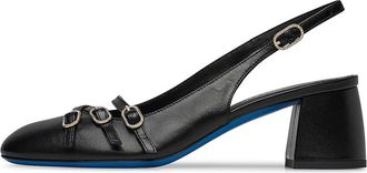 Loriblu Slingback in zwart nappaleer met bandjes - Dames - Pumps - Zwart - 39 EU - Leer - Schoenen