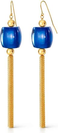 Gold & Honey Womens Tassel Bead Drop Earrings In Lapis