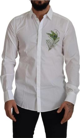 Dolce & Gabbana Casual Shirts - Heren - Casual Overhemden - Wit - XL - Katoen - Overhemden