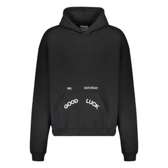 Mr. Saturday Hoodies & sweatvesten, Heren, Zwart, XL, Katoen, Good Luck logo-print hoodie