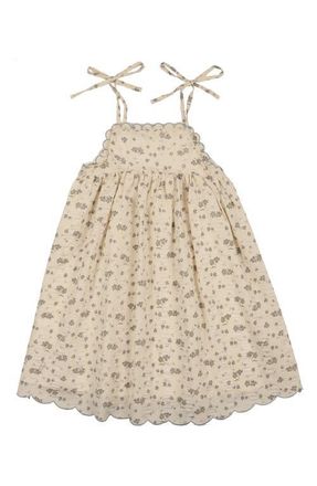 Maniere Kids Floral Cotton Blend Dress in Sand at Nordstrom, Size 3T