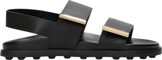 Tod's Zwarte leren sandalen met klittenband - Dames - Sandalen - Zwart - 41 EU - Leer - Schoenen