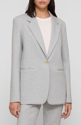 Lafayette 148 New York Scuba M&eacute;lange Blazer in Greystone Melange at Nordstrom, Size Xx-Large