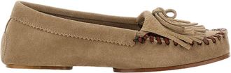 PARIS TEXAS Fringe-Detailed Grey Suede Loafers