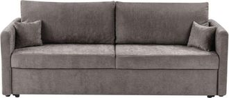 Beliani Sof&aacute; Cama Moderno De Tela Convertible Con Almacenamiento Cojines Adicionales Fundas Desmontables Gris Pardo Bleik