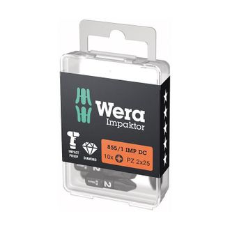 Wera 10x Bit 855/1 Imp Dc Pzd2 L&auml;nge 25 Mm 1/4 C6,3 Impaktor Dc - 5157621001