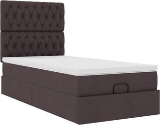 vidaXL Cama Otomana Con Colch&oacute;n Marr&oacute;n Oscuro 90x200 Cm Tela Vidaxl