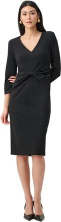 Joseph Ribkoff Kleedjes, Dames, Zwart, L, Leer, Scuba Crepe Jurk met Geknoopte Taille