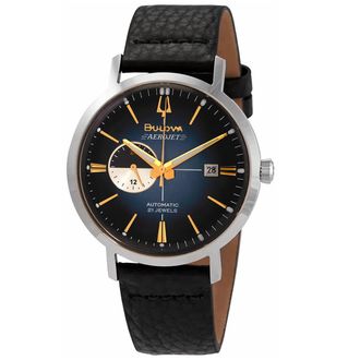 Bulova Aerojet Chronograph Automatic Blue Sunray Dial Mens Watch 96B374