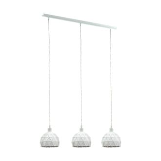 Loops Pendant Ceiling Light Colour White Steel Round Faceted Shade Bulb E14 3x40W