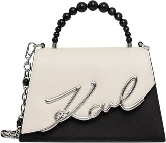 Karl Lagerfeld K/Signature Crossbody Tas - Dames - Handtassen - Beige - ONE Size - Leer - Tassen