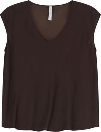 Imperial Mouwloze Top met V-hals - Dames - Tops zonder mouwen - Bruin - M - Polyester - Tops