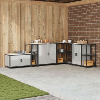 Berkfield Home Kitchen Storage Shelf with Storage Silver Galvanised steel