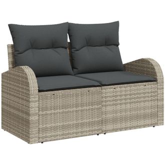 vidaXL Sof&aacute; De Jard&iacute;n Gris Claro 124 X 62 X 69cm Rat&aacute;n Sint&eacute;tico Vidaxl